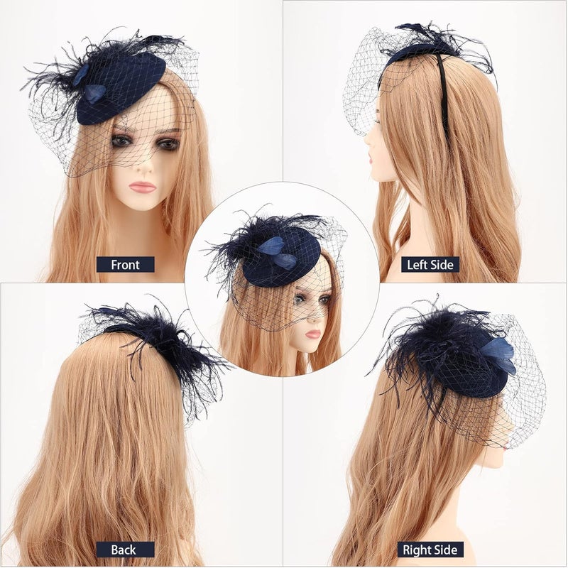 DRESHOW Fascinators Hat Feather Headband Women's Fascinators Tea Party Headwear with Clip Flower Head Band for Girls & Women - Image 3